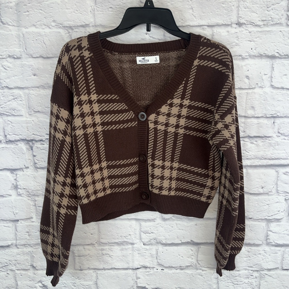 Sold Hollister Plaid Brown Tan Preppy Academia Clueless Cropped